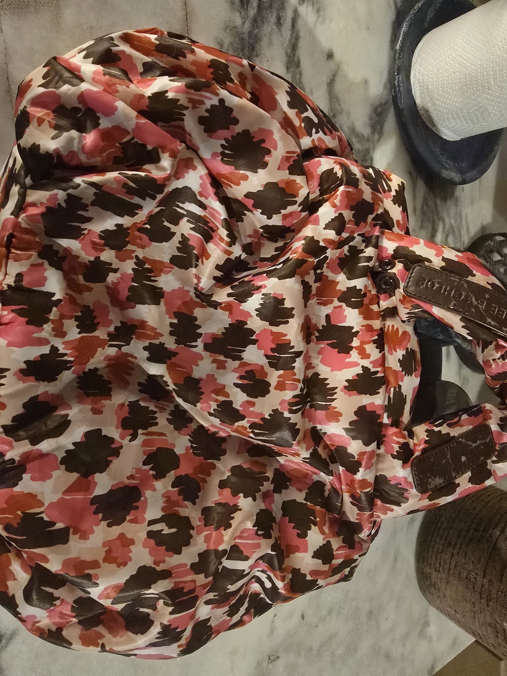 See By Chloe Pink, Brown & Orange Abstract Print Puffy Shoulder Bag